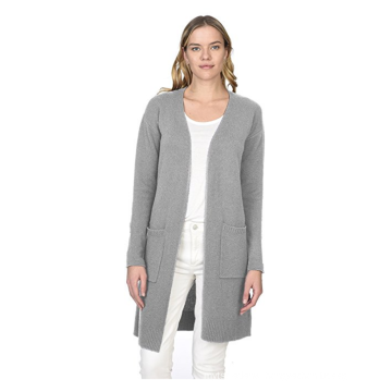 PK18A34HX Women's 100% Pure Cashmere Open Front Long Cardigan